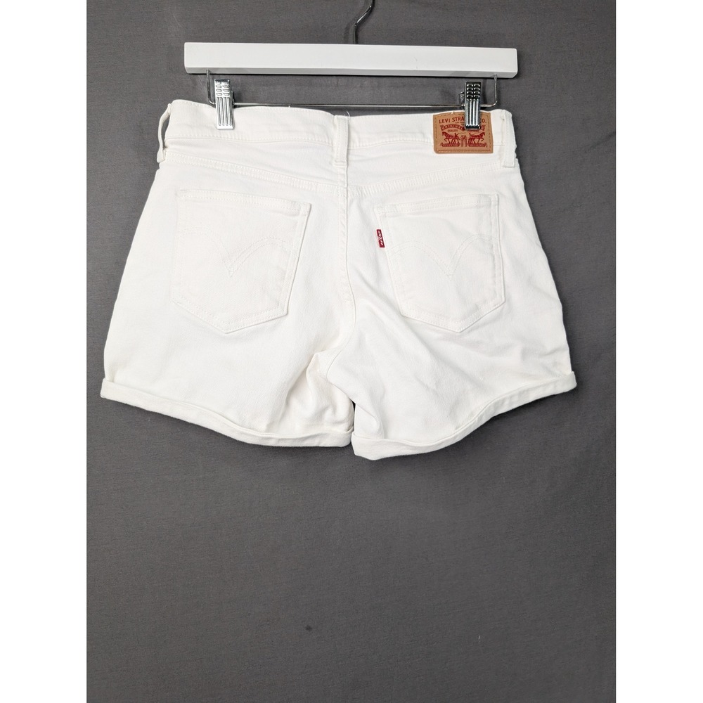 Levi's 501 Original Shorts White Denim Cuffed Mid Rise Size 28 - Picture 2 of 8